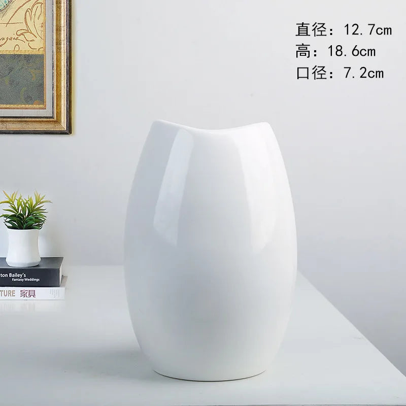 NEW Modern Ceramic Vase Nordic Home Decoration Pure White Cyan Table Vase  Dry Flower Arrangement Creative Living Room Decor